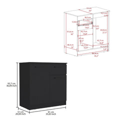 Aria Dresser with 2-Door Cabinets and Drawer -Black