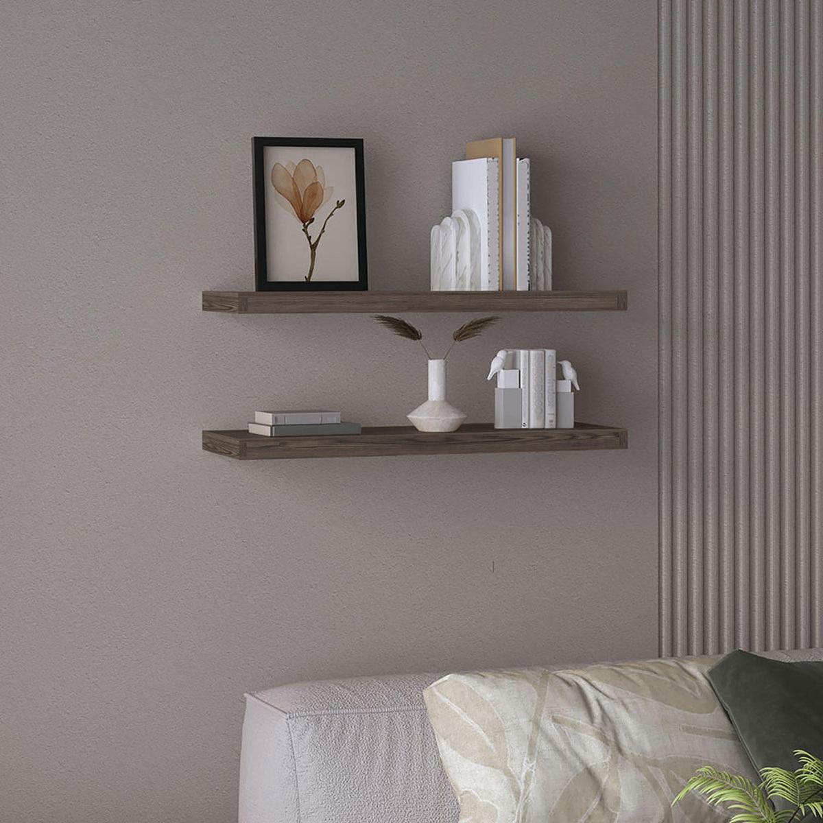 Hercules 31.5" Wide Floating Shelves Set of 2, Shelves for Wall Decor for Bedroom, Bathroom Storage Shelves, Book Shelves for Living Room