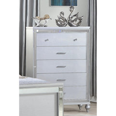 Utopia Mirror Framed 5-Drawer Chest Made With Wood in Silver Color