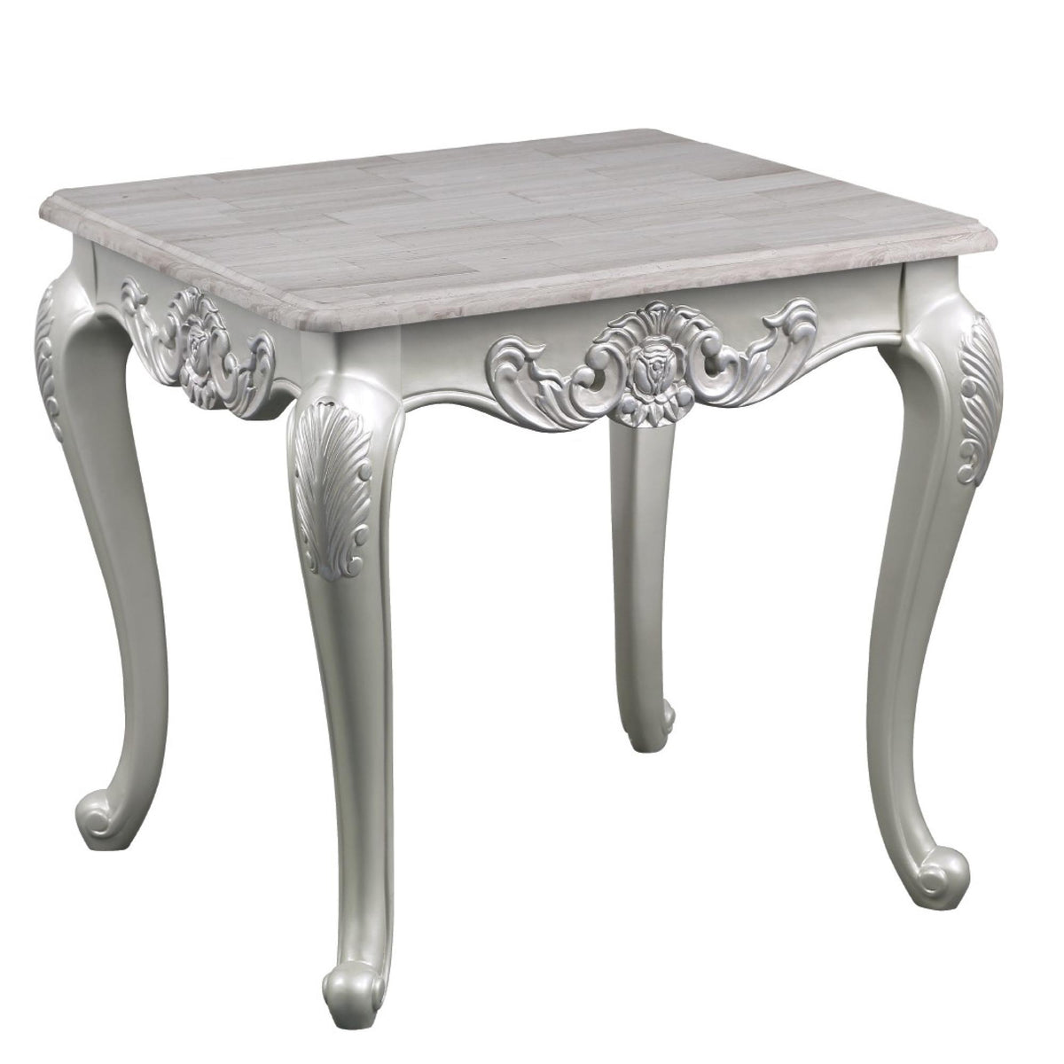 Olympus Traditional Style End Table Made with wood in Silver Finish