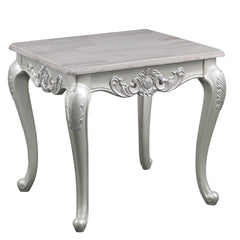Olympus Traditional Style End Table Made with wood in Silver Finish