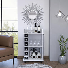 Shangri-La 6-Bottle 3-Shelf Bar Cart White