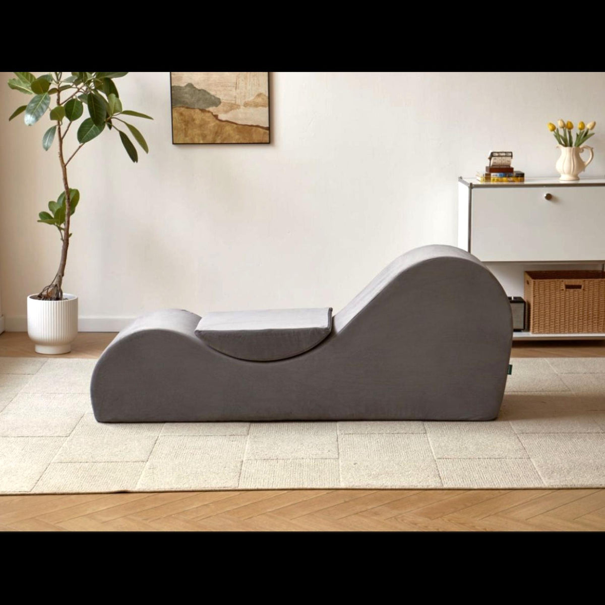 Revelation Chaise Lounge Chair Relaxation, Ergonomic Design with Soft Yet Firm High-Density Foam Core, Removable Machine-Washable Cover, Grey