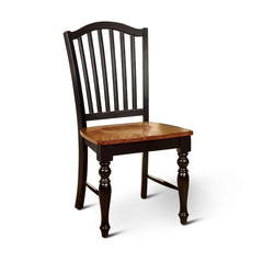 Transitional Style 2pc Side Chair Turned Leg Design Black And Antique Oak Finish Dining Room