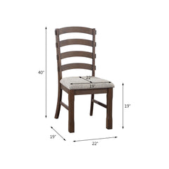 Mercury Gray Fabric, Rustic Brown & Oak Finish Side Chair (Set of 2)