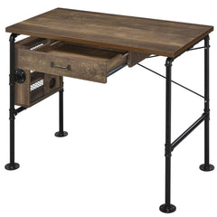 Pluto Oak and Black 1-drawer Writing Desk