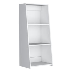 Zeus 47" Tall Three-Tier Ladder Bookcase White