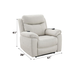 Camelot Beige Polished Microfiber Power Motion Recliner with Lift, Heating & Massage Chair