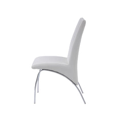 Aurora White Synthetic Leather & Chrome Finish Side Chair (Set of 2)