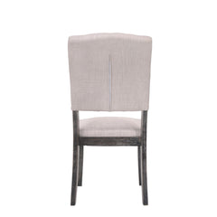 Zeus Beige Linen & Weathered Gray Oak Finish Side Chair (Set of 2)