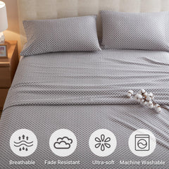 4-Piece Queen 100% Cotton Printed Sheet Set,Snowflake