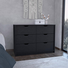 Utopia 4 Drawers Double Dresser with 2 pull down Cabinets Black