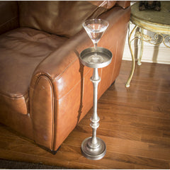 Sanctuary H Round Iron Martini Side Tables, Set of 2, Brushed Silver