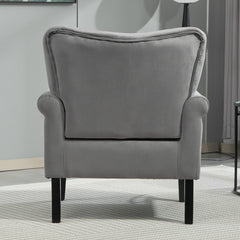 Mid-Century Modern Wingback Accent Chair, Upholstered Fabric Armchair with Sturdy Wood Legs, High-Back Padded Club Chair for Living Room Bedroom Office