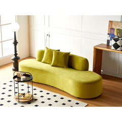 90" Curved Sofa with Throw Pillows, 4 Seater Luxury Velvet Couch with Half Moon Design and High-Density Foam, Ideal for Modern Living Room, Office & Apartment, Olive Green