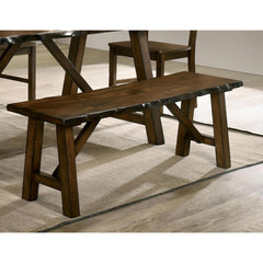 Rustic Walnut Finish 1pc Bench Only Live Edge Design Distressed Wood Seat Dining Room Furniture Solid wood Bench