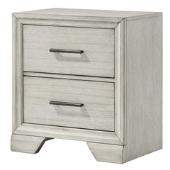 Poseidon Nightstand, 2 Drawers, Chrome Handles, Rustic White Mist