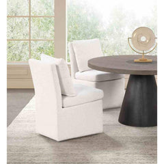 Contemporary Style 1pc Dining Chair Casters Removable Back Pillow White Finish Dining Room