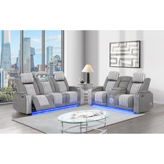 Epic Grey 2PC Power Reclining Sofa and Loveseat with Power Headrest, LED and more