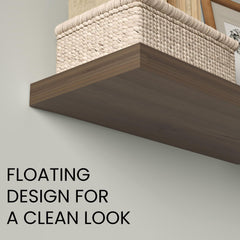 Floating Shelves, Light Brown, 2 Shelves, 1.50" H