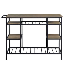 Odysseus Rustic Oak & Black Finish Kitchen Island