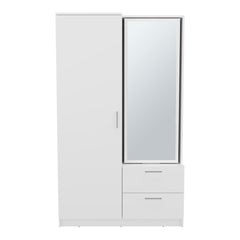Melody 71" High Mirror Armoire, One Door Cabinet, Two Drawers , Hanging Rod, Rotating Mirror And Shoe Rack, Two Shelves White