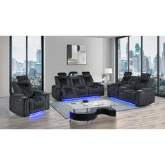 Epic Black 3PC Power Reclining Sofa-Loveseat and Recliner with Power Headrest, LED and more