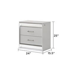 Glam Modern Style 2-Drawer Night stand Made with Wood in White