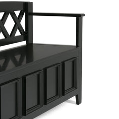 Atlas Solid Wood Entryway Storage Bench in Black