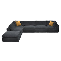 Coffee Bean Like Upholstery Full Compressed Modular Sectional with Toss Pillows