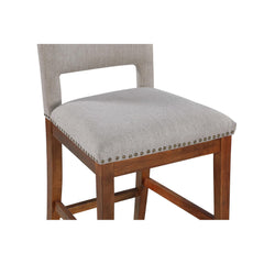 Upholstered Top Bar Stools with Studs and Wooden Legs (1 PC Only)
