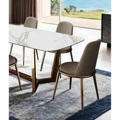 Gold And Taupe Finish Contemporary Style 2pc Side Chair Upholstered Round Chair Fabric Seat Dining Room