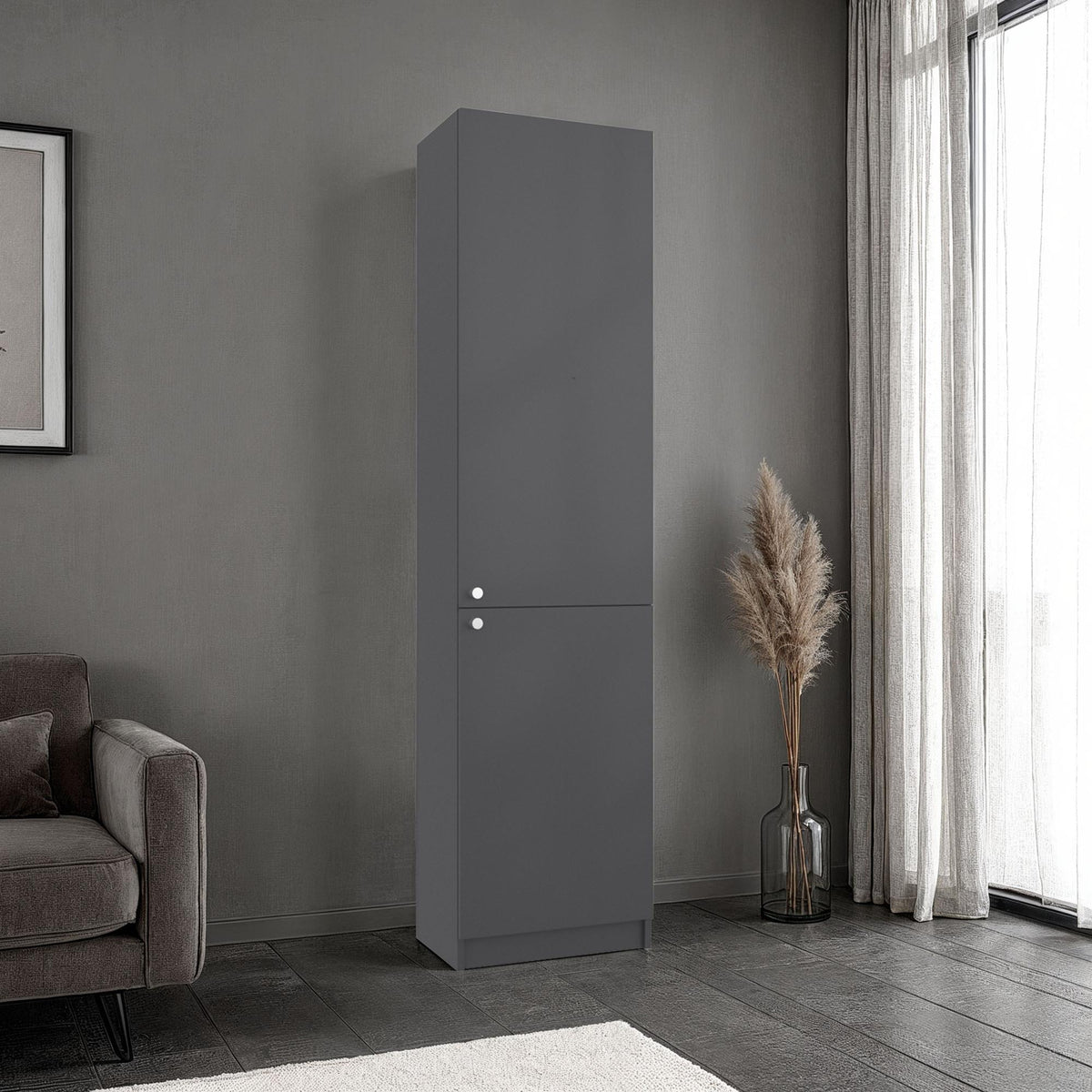 Home Tall Freestanding Bookcase with Double Doors and 5 Interior Storage Shelves, Vertical Storage Cabinet