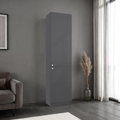 Home Tall Freestanding Bookcase with Double Doors and 5 Interior Storage Shelves, Vertical Storage Cabinet
