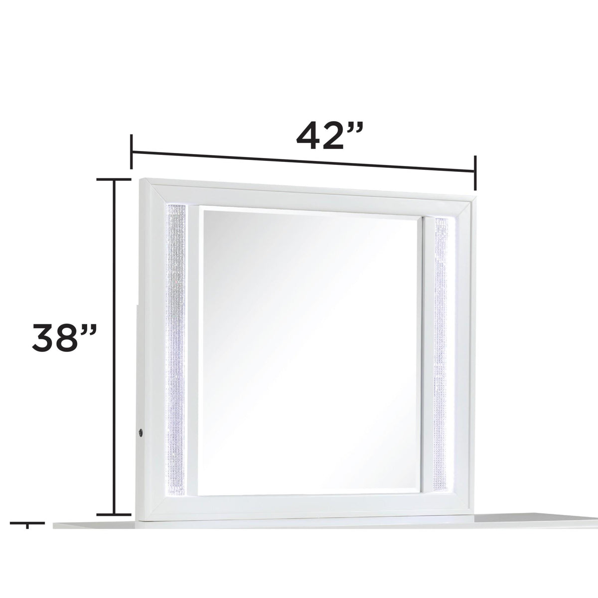 Hades Modern Style Mirror for Dresser Top made with wood frame and LED in White(Includes Only Mirror)