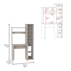 Valhalla Writintg Desk, Two Superior Shelves, Five Cubbies -Light Gray