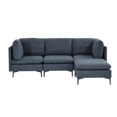 Linen Upholstered Modular Sectional with Metal Legs