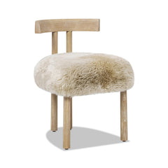 Pinnacle 19.5" Genuine Sheepskin Fur Split Back Dining Chair Natural Blonde Genuine Fur