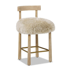 Pinnacle 27.5 Genuine Fur Counter Height Bar Stool Natural Blonde Genuine Fur