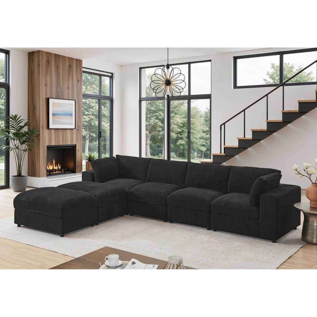 Corduroy Reversible Modular Sectional