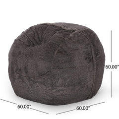 Rhapsody Modern 5 Foot Faux Fur Cozy Bean Bag, Brown/Beige