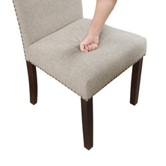 Myth Brown Dining Chairs Set of 2, Full Upholstered Comfort Seat Back Nailhead Trim Wooden Dining Furniture