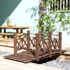 5 ft. Wooden Garden Bridge Footbridge for Backyard Ponds, Creeks, Streams, Carbonized