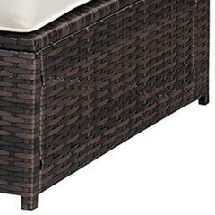 Hector Frame Patio Side Chair With Cushioned Seating, Ivory & Espresso Brown