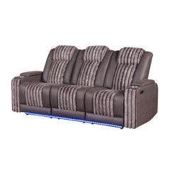 Epic Brown Power Reclining Sofa with Power Headrest, LED and Drop Down Table with reading Light