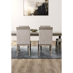 Transitional Style 2pc Side Chair Two Tone Design Padded Chair Gray And Stone Gray Finish Dining Room
