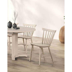 2pc Dining Chair Spindle Back Molded Seat Mid-Century White Oak Dining Furniture