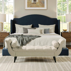 Melody Tufted Flared Arm Entryway Bench Taupe Polyester