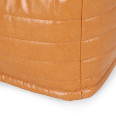 Poem Faux Leather Rectangle Pouf, Caramel
