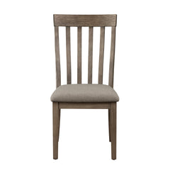 Dining Room Furniture Side Chairs 2pc Set Wire Brushed Brown Finish Vertical Slat Back Design Wooden Chairs Set